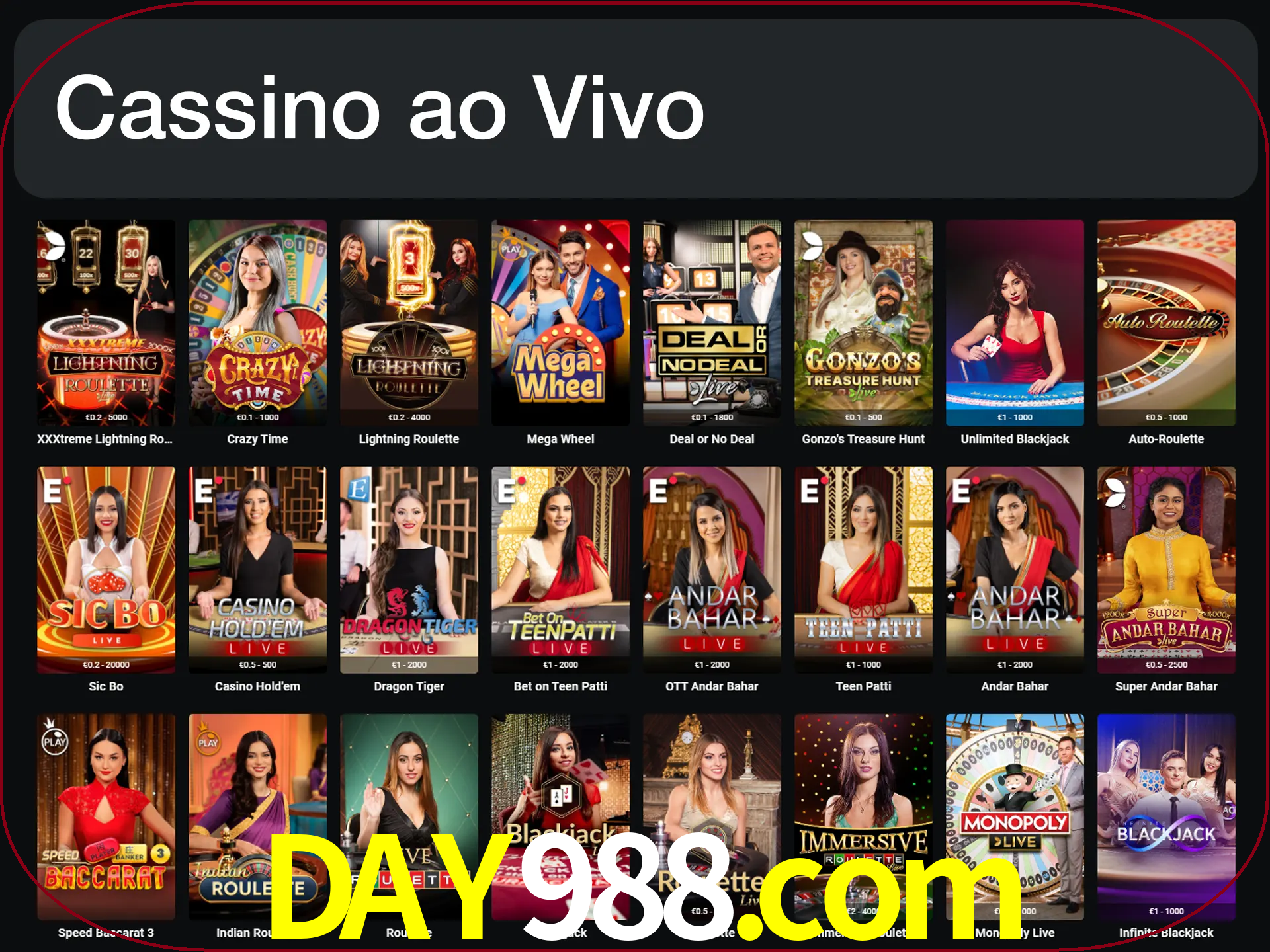 Jogue jogos de cassino com um verdadeiro dealer.
