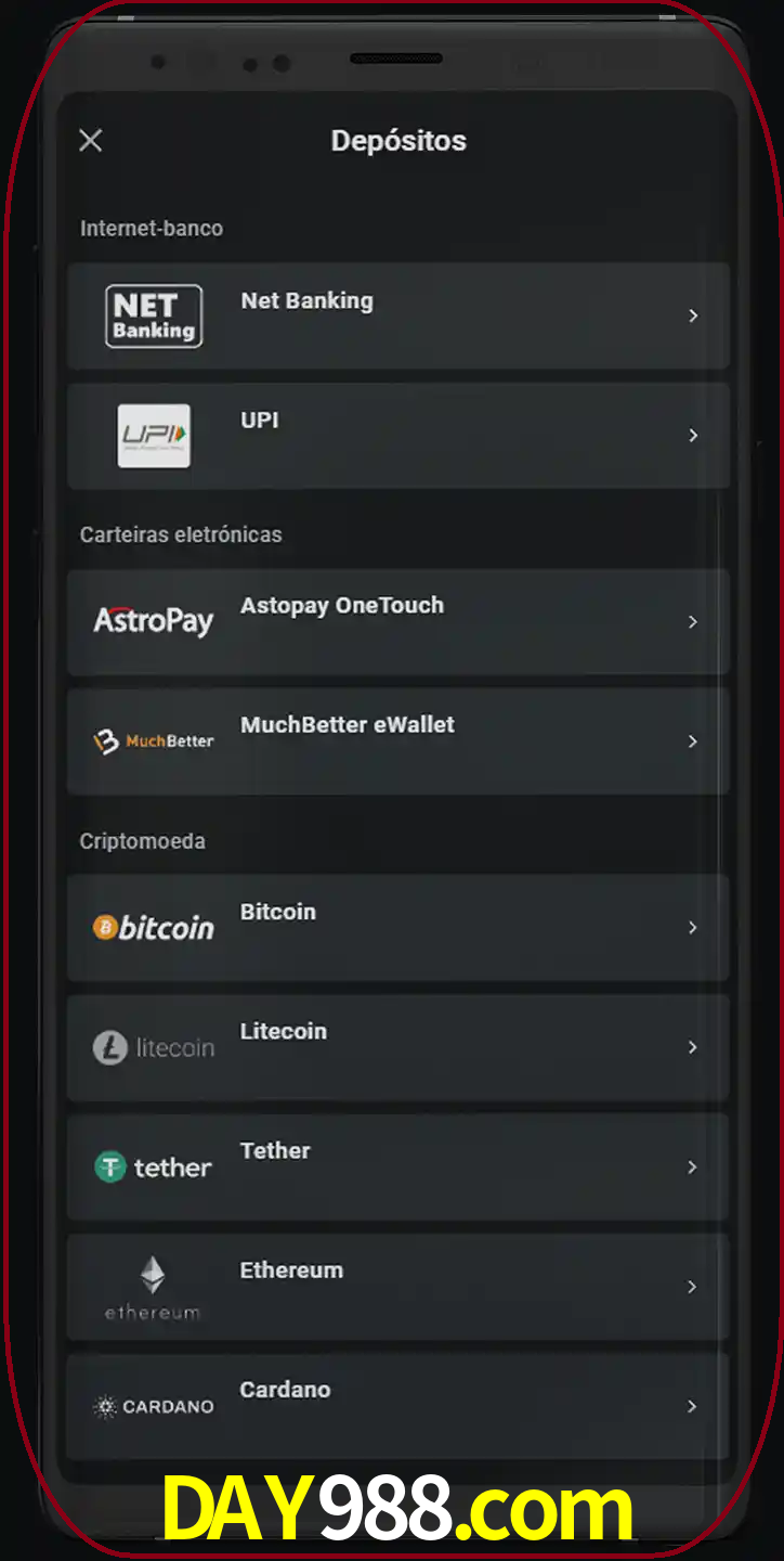 Você pode usar métodos alternativos de depósito.